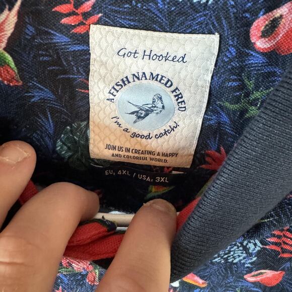 A Fish Named Fred Polo Shirt Mens 3XL Tropical Print Short Sleeve Fresco Freddy - Picture 9 of 14